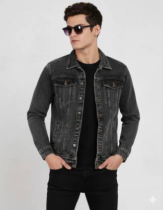 LuxeStyle Full Sleeve Textured Men Denim Jacket