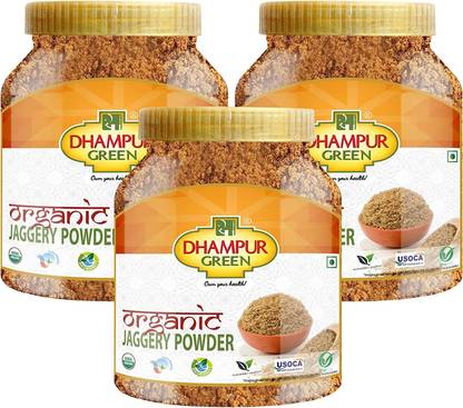 Dhampur Green Organic Jaggery Powder Organic Desi Gur ki Shakkar Jar Powder Jaggery