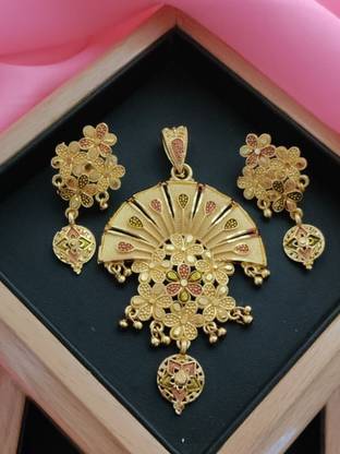 Univers Fashion Trends Gold-plated Agate Brass Pendant Set