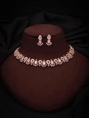 brado jewellery Brass Gold-plated Gold, White, Purple Jewellery Set