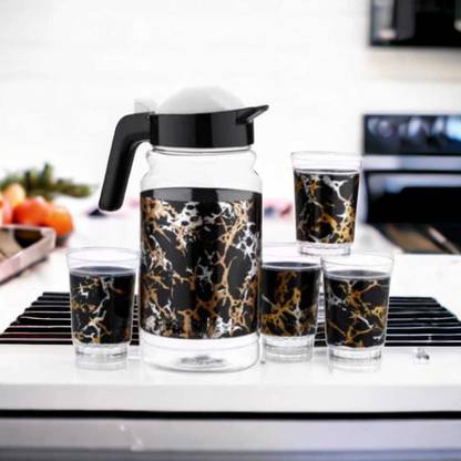 SKP Water and Juice Printed Jug & 4 Printed Glass Combo Set For Kitchen/Tableware Set/for Gift Item, to Serve Water and Juice Jug Glass Set