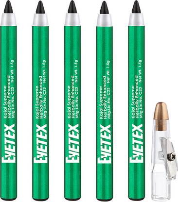 Eyetex Herbally Enhanced, Black - Pack of 5, 1.5g