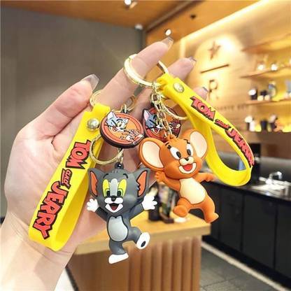 GT Gala Time Cute Tom Jerry Cartoon 3D Silicone Key Chain bag Charm For Girls and Woman Kids Key Chain