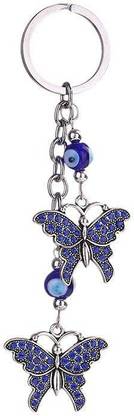 ABEL Annie Blue and Silver Evil Eye Butterfly Design Keychain Key Chain