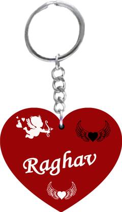 MorFex Raghav Name Beautiful Heart Shape Arclic Keychain Best Gifts for Your B45 Key Chain