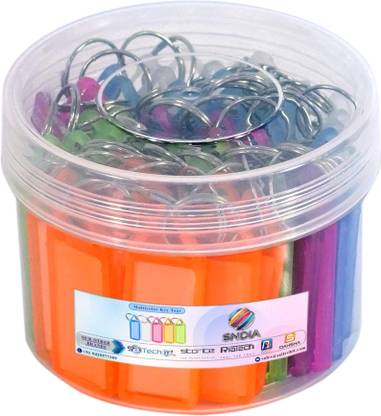 STORITE Multicolor (Pack of 50) Keyring with Name Tag Label Two Side Id Label for Office Key Chain
