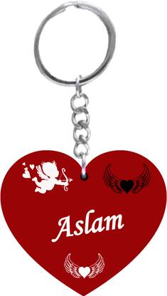 MorFex Aslam Name Beautiful Heart Shape Arclic Keychain Best Gifts for Your B 214 Key Chain