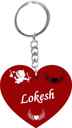 MorFex Lokesh Name Beautiful Heart Shape Arclic Keychain Best Gifts for Your B 211 Key Chain