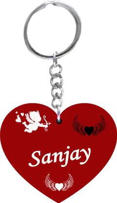 MorFex Sanjay Name Beautiful Heart Shape Arclic Keychain Best Gifts for Your B32 Key Chain
