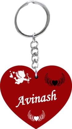 MorFex Avinash Name Beautiful Heart Shape Arclic Keychain Best Gifts for Your B 196 Key Chain