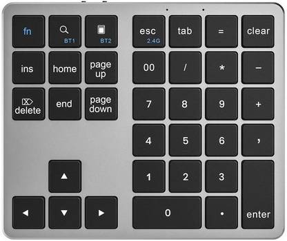 FKU Numeric Keypad Wireless BT Number Pad Keyboard For iOS Bluetooth Handheld Laptop Keyboard Compatible with Desktop, Laptop, Mac Rechargeable Wireless Numeric Keypad Slim 34-Keys