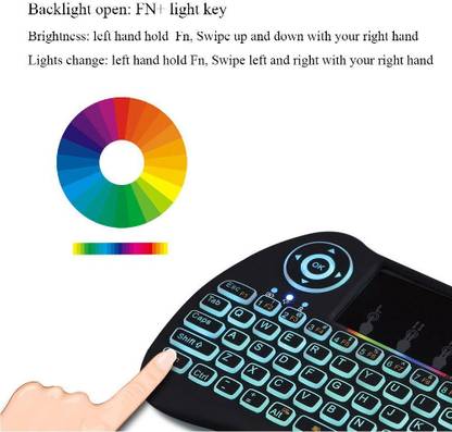 ROAR AJ_810A_MINI WIRELESS KEYBOARD WITH TOUCHPAD/BACKLIT LIGHT &WIRELESS MOUSE COMBO Wireless Handheld Multi-device Keyboard Compatible with Desktop, Laptop, Mac 16.8 Million Colors,AJ_810A_MINI WIRELESS KEYBOARD WITH TOUCHPAD/BACKLIT LIGHT &WIRELESS MOUSE COMBO