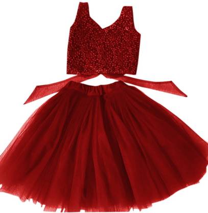 Indi Baby Girls Lehenga Choli Party Wear Embellished Lehenga & Crop Top