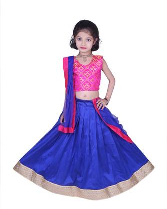 Girls Lehenga Choli Ethnic Wear Printed Lehenga, Choli and Dupatta Set