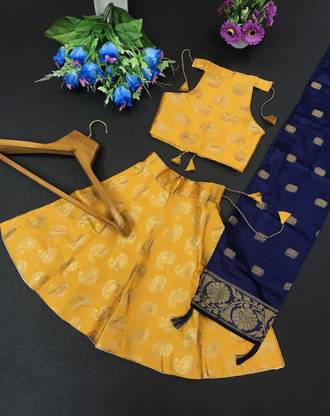Baby Girls Lehenga Choli Party Wear Printed Lehenga, Choli and Dupatta Set