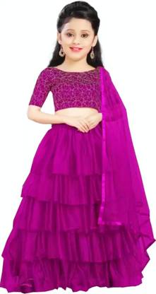 RoopNikten Girls Lehenga Choli Ethnic Wear Embroidered Lehenga, Choli and Dupatta Set