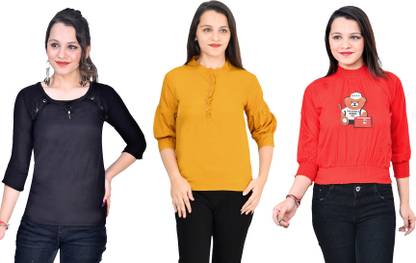 Fikroo Girls Casual Crepe Top