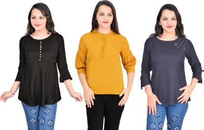 Girls Casual Crepe Raglan Top
