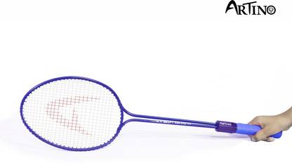 ARITNO Double Shaft Badminton Racket Set of 2 Piece with 3 Piece Nylon Shuttles Blue Strung Badminton Racquet