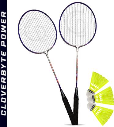 CLOVERBYTE POWER Purple Steel LightWeight Badminton Racquet 1 Pair with 3 pc Shuttlecocks Badminton Kit