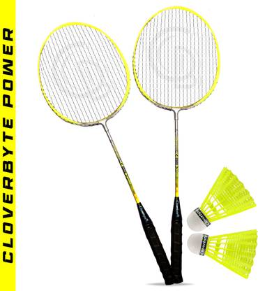 MINIBLITZ POWER Yellow LightWeight Badminton Racquet 1 Pair with 2 pc Shuttlecocks Badminton Kit