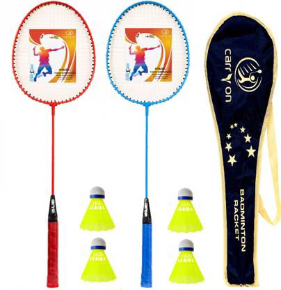 CARRY ON Aluminium Badminton Racket 2 Piece With 4 Plastic Shuttle Badminton Cover Badminton Kit
