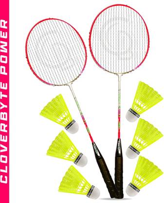 MINIBLITZ POWER Pink LightWeight Badminton Racquet 1 Pair with 6 pc Shuttlecocks Badminton Kit