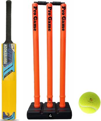 Pro Game PVC Cricket Kit -1Bat 3Wickets 2Bails 1Base 1Ball (Size 4 For 8-12Yr) Cricket Kit