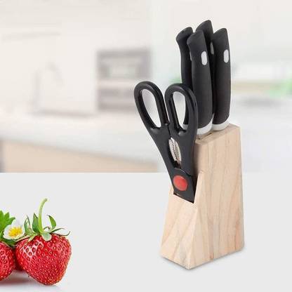 Enlix 1 Pc Steel Knife Set Scissor & Knife Sets knife set with stand Combo Of 1 scissor & 4 Knife