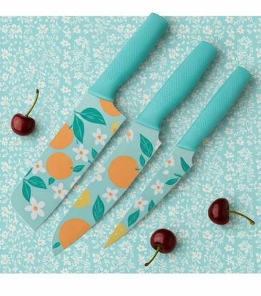 Jiqop 3 Pc Stainless Steel Knife Set High Carbon SS Butcher, Meat, Pairing, Vegetable for Kitchen