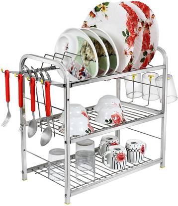 Stainless Steel 3 Shelf 18x18 Inch Kitchen Dish Rack Plate Kitchen Rack