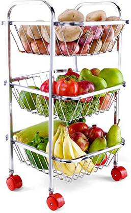 SALASAR Stainless Steel Fruit & Vegetable 3 Stand Kitchen Trolley Fruits/Vegetables Kitchen Rack