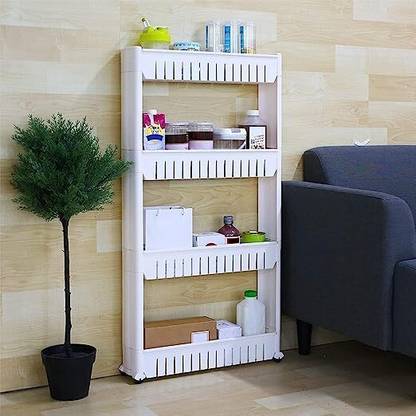 sai praseeda 4 Tier Slim Multipurpose Storage Rack Trolley Plastic Storage Rack For Kitchen Plastic Kitchen Trolley