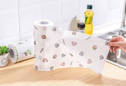 crownsmill Reusable and Washable Printed Kitchen Tissue Paper /Towel Wipe Paper Roll