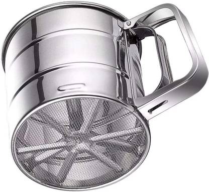 impexton Flour Sifter Stainless Steel Double Layer Manual Sieve Large Capacity Strainer Kitchen Tool Set