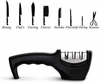 Easz Knife Sharpener Ceramic, Diamond and Stainless Steel Knife Knives Scissor and Blade Sharpening Non-Slip Tools Sharpener Knife Grinder Knife Sharpening Steel