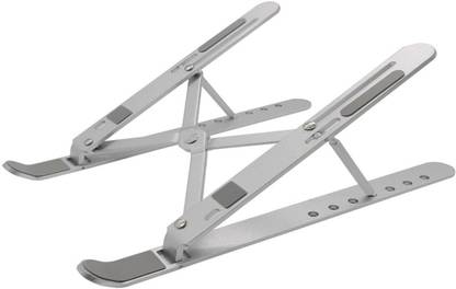 P s retail Holes Foldable Aluminum Alloy Laptop and MacBook Stand - (1pc/Set) 7 Holes Foldable Aluminum Alloy Laptop and MacBook Stand - (1pc/Set) Aluminium Floor and Desk Stand Laptop Stand with Adjustable Height Compatible with Universal Laptops