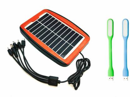 ERHIndia High Power Solar Mobile Charger for Multiple with 2 Pcs USB Lights Combo Set