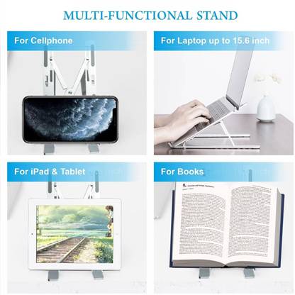 TECHEL Height Adjustable Metal Frame Laptop Stand, DSF1 Aluminium Desk Stand Rotatable Laptop Stand with Adjustable Height Compatible with Universal Laptops