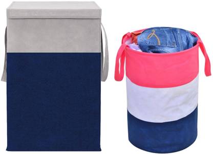 ZOVIRA 75 L Pink, White, Blue, Grey, Blue Laundry Basket