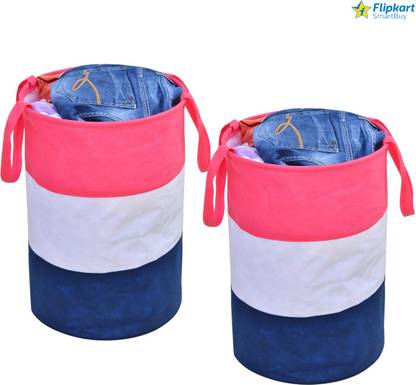 Flipkart SmartBuy 45 L Pink, White, Blue Laundry Basket