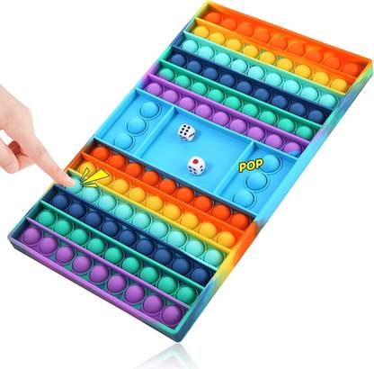 JUBLYN Big Pop Game Fidget Toys, Pop Chess Board Game with Dice Fidget Popper Toy,