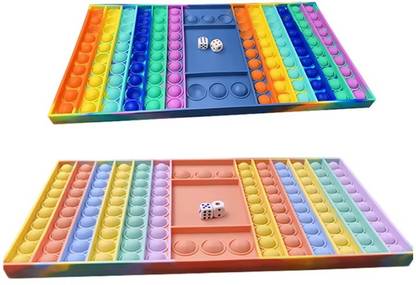 BHVMEY Push Bubble Rainbow Pop It Game – Dice Board Toy for 2 Players Stress Relief
