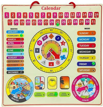 teezy Wooden Learning Board Calendar, Clock, Days, Months, Weather, Seasons_PV73