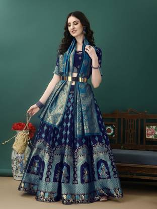 SWAMI STUDIO Self Design Semi Stitched Lehenga Choli