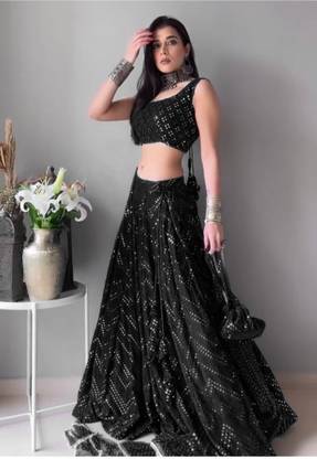 Embroidered Semi Stitched Lehenga Choli