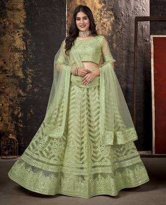 Embroidered Semi Stitched Lehenga Choli