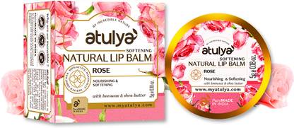 Atulya Rose Natural Lip Balm With Bees Wax and Honey Rose