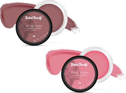BAKED BEAUTY Lip and Cheek Tint Combo ( Pack of 2 ) | With Vitamin E & Shea Butter Lip Stain