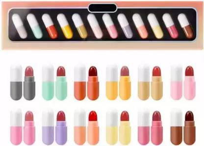 Love Kart 100% Long -lasting Mini Matte Lipstick Set,Cute Capsule Waterproof-12 pcs